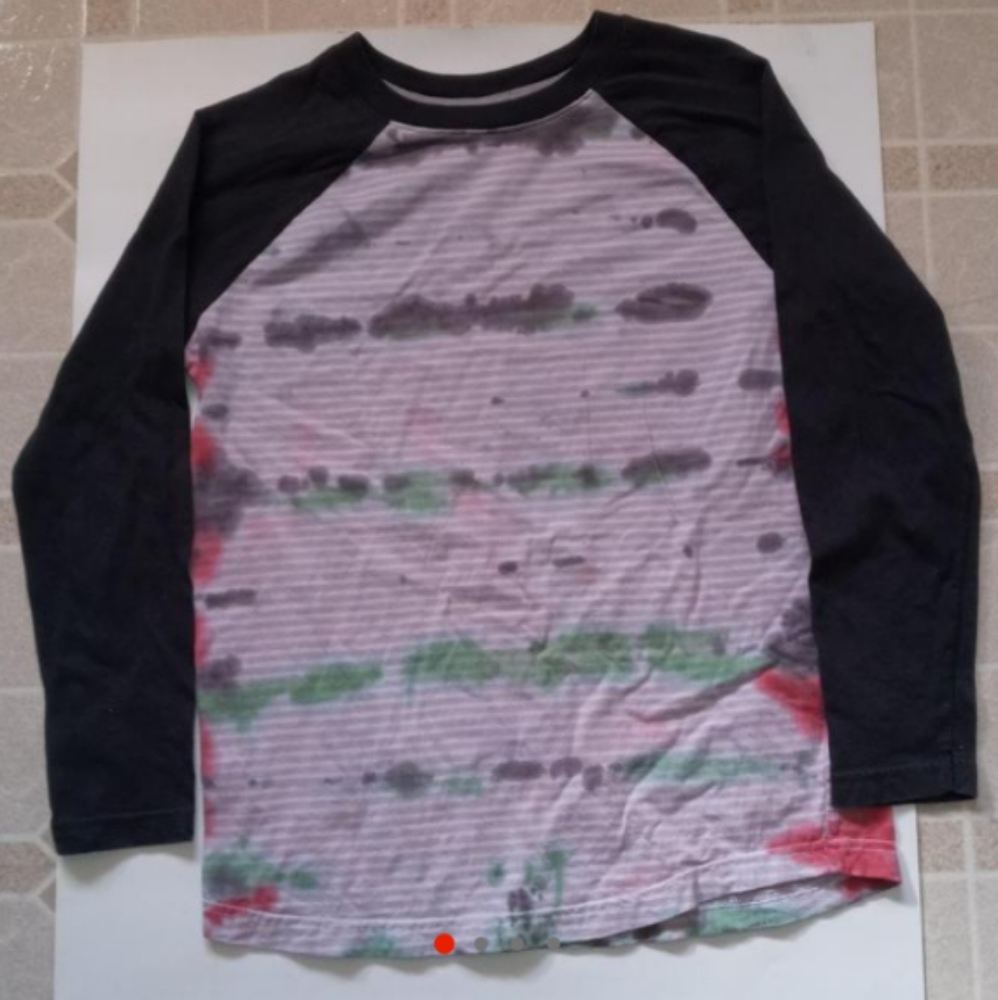 Old Navy Tie Dye Shirt Boys XL 14-16 jersey 3/4 sleeve striped upcycled gray euc